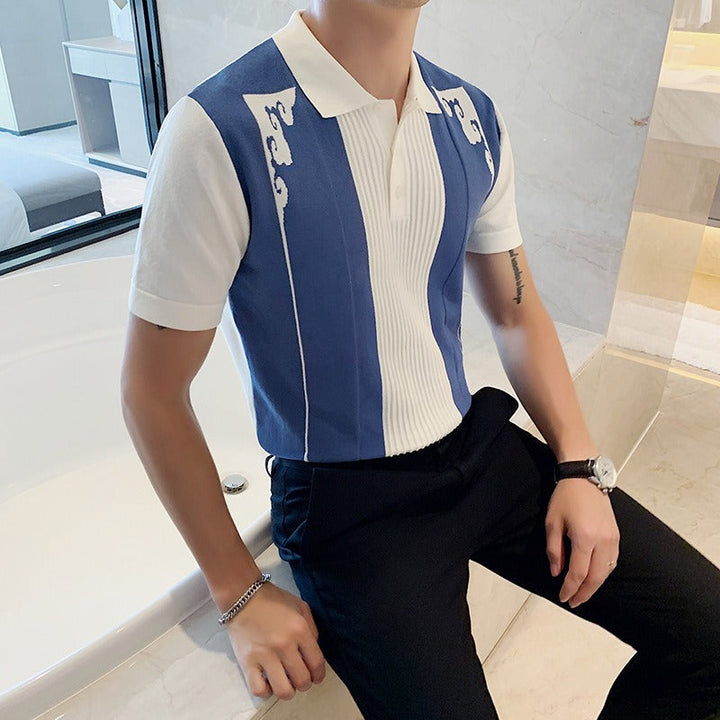 Polo à manches courtes pour hommes avec broderie rétro - Nael