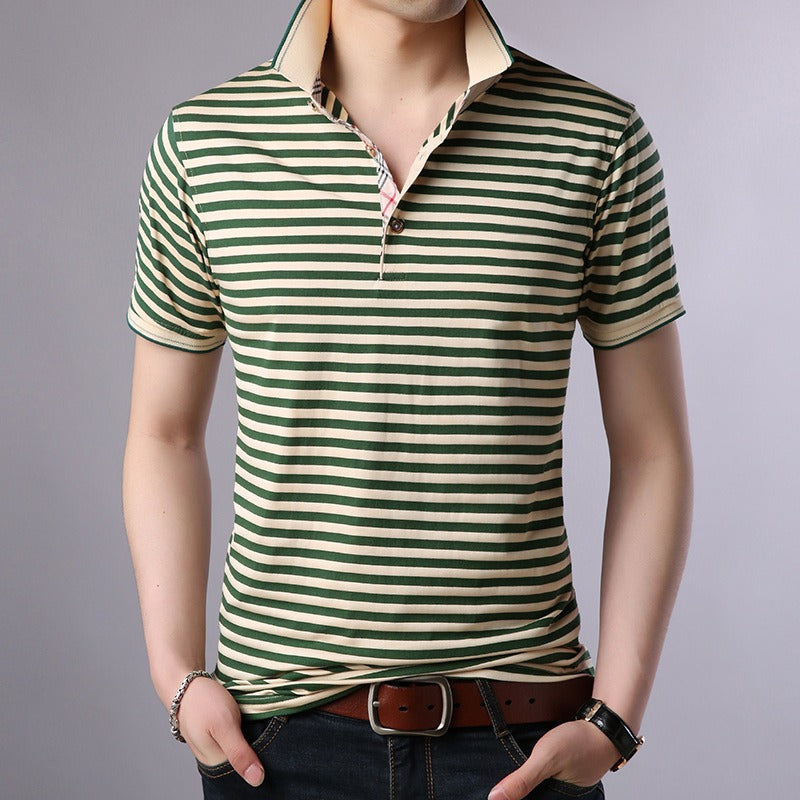 Polo homme en coton rayé à col ouvert - Hugo