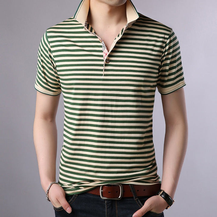 Polo homme en coton rayé à col ouvert - Hugo