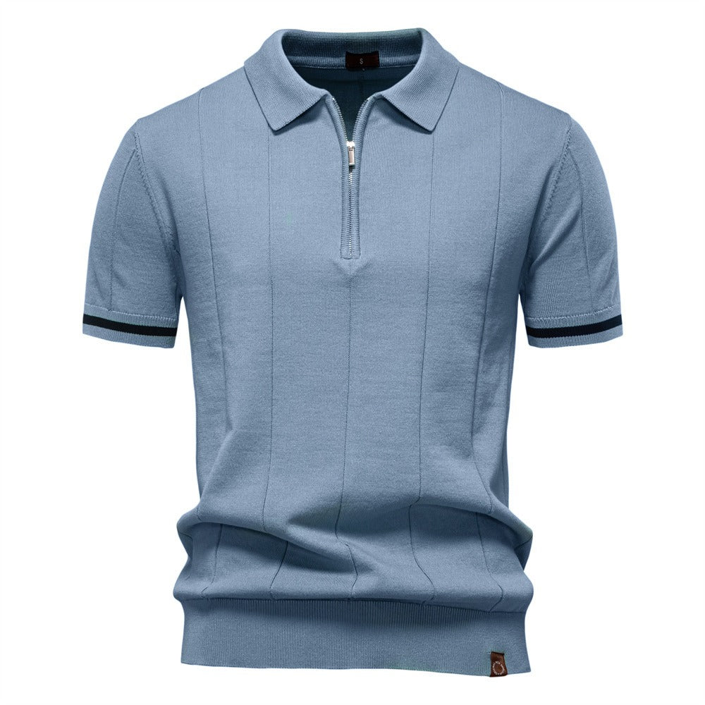Polo classique à manches courtes en maille zippée pour hommes - Baptiste
