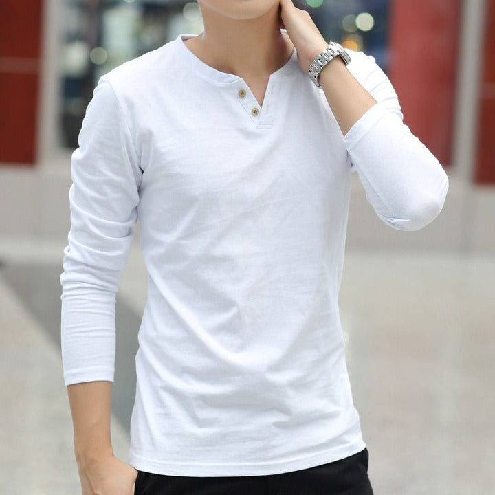T-shirt homme à manches longues en coton avec encolure henley - Pablo