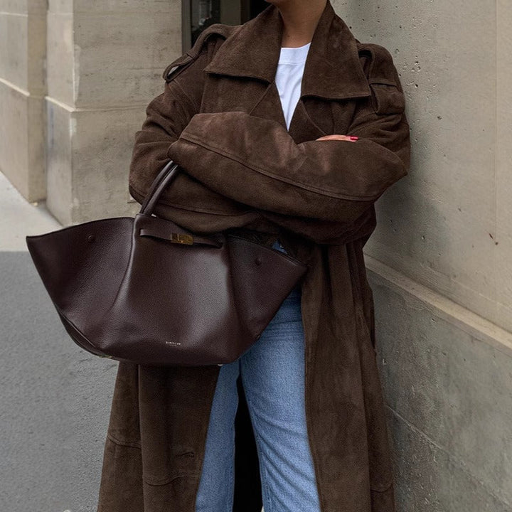 Manteau long en daim marron - Enna