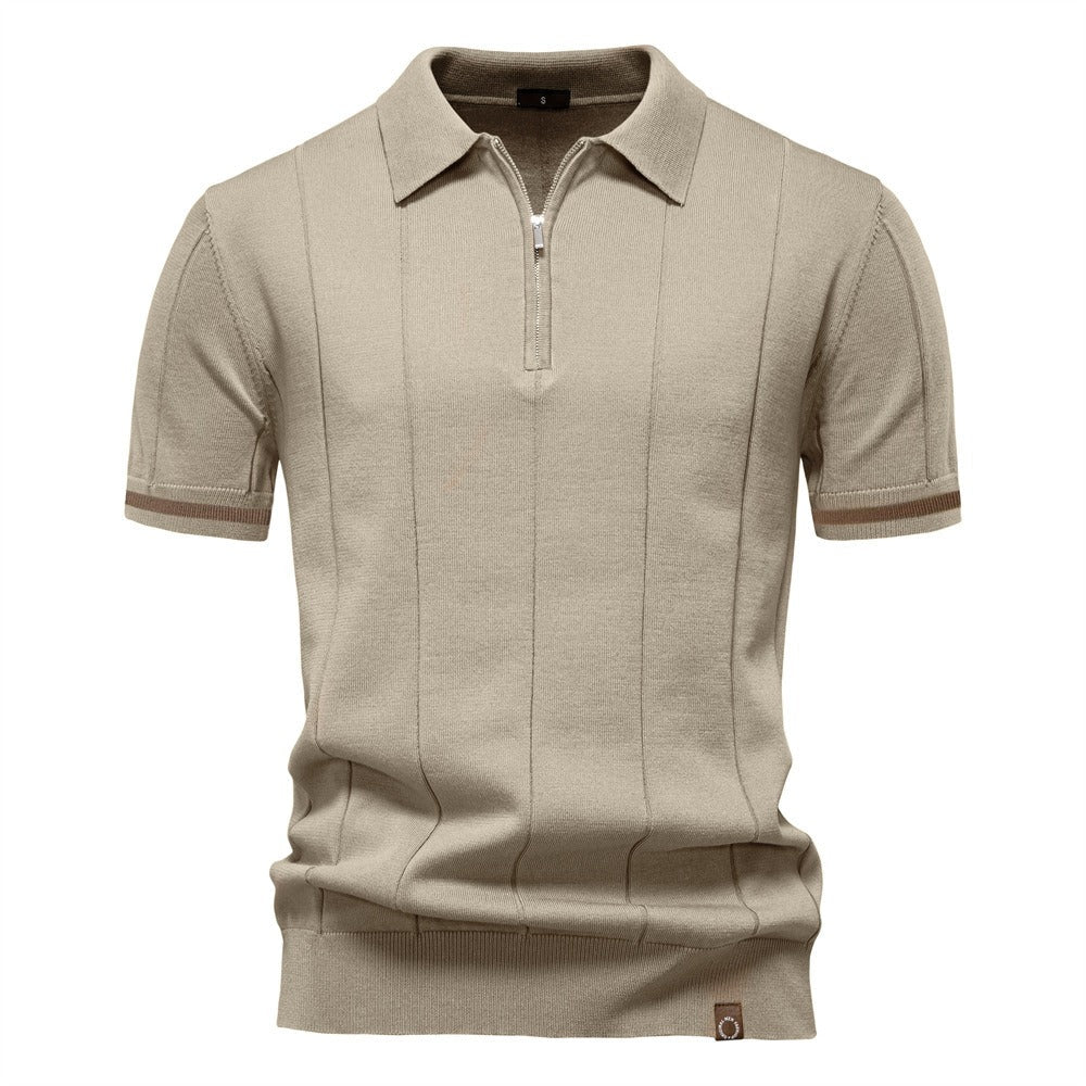 Polo classique à manches courtes en maille zippée pour hommes - Baptiste