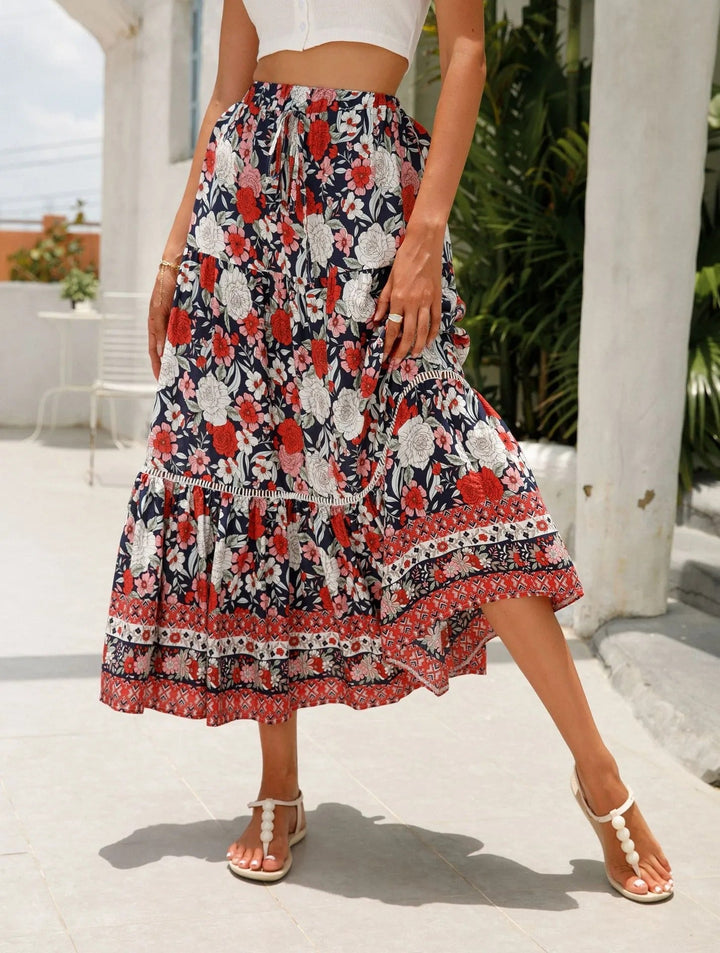 Jupe longue femme imprimé floral bohème - Vianey