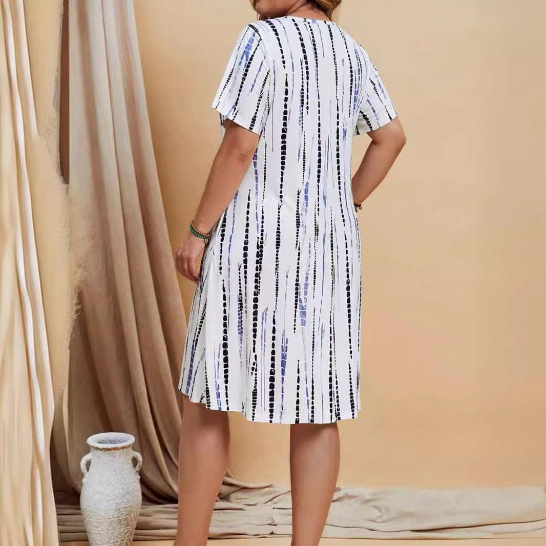 Robe décontractée à imprimé géométrique pour femme, coupe évasée - Annemarie