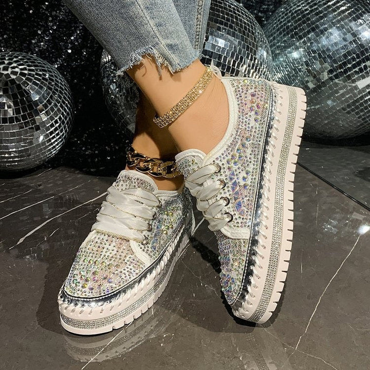 Baskets décontractées à plateforme pour femmes avec strass synthétiques - Lidia