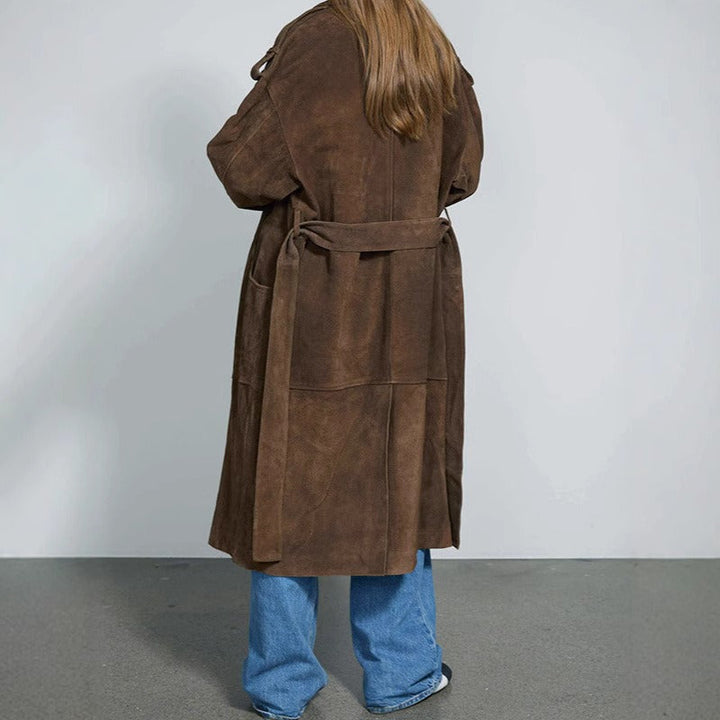 Manteau long en daim marron - Enna