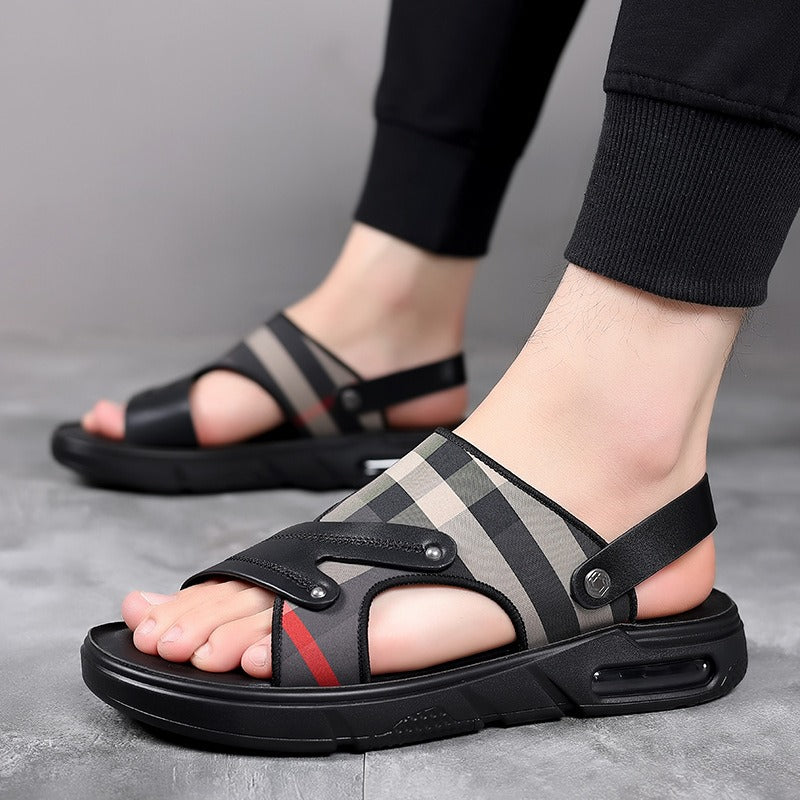 Sandales pour hommes en cuir synthétique avec design croisé - Milan