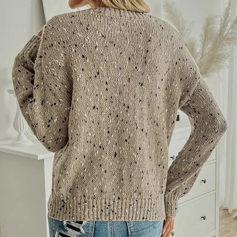 Pull en maille chinée pour femme, style décontracté - Elora