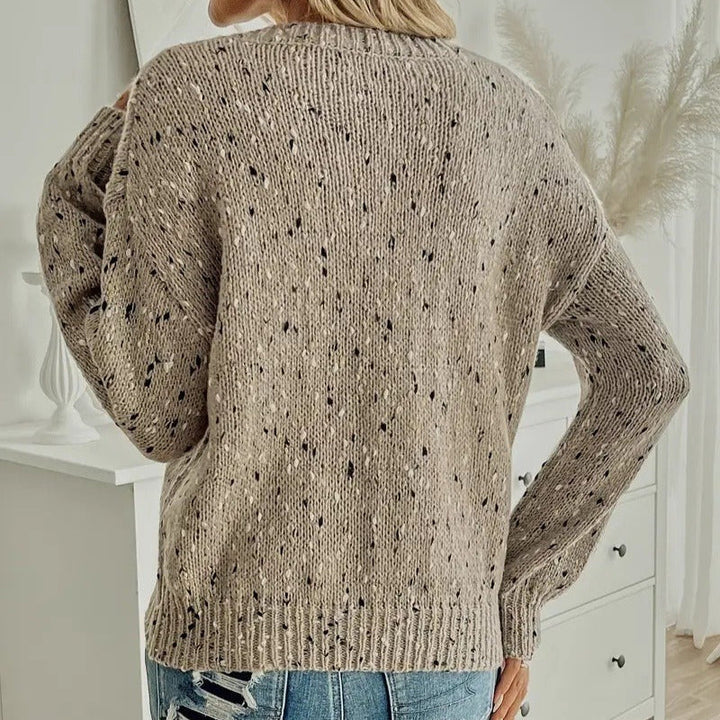 Pull en maille chinée pour femme, style décontracté - Elora