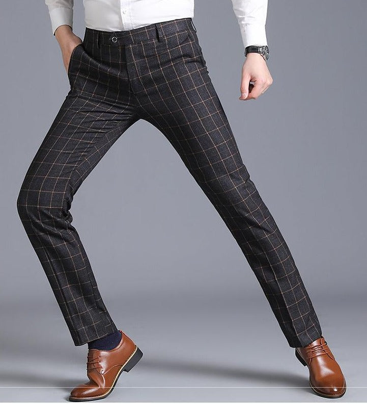 Pantalon slim à carreaux pour hommes - Léon
