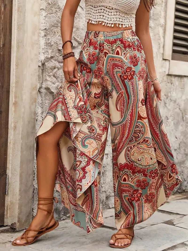 Pantalon large à imprimé bohème pour femmes - Diana