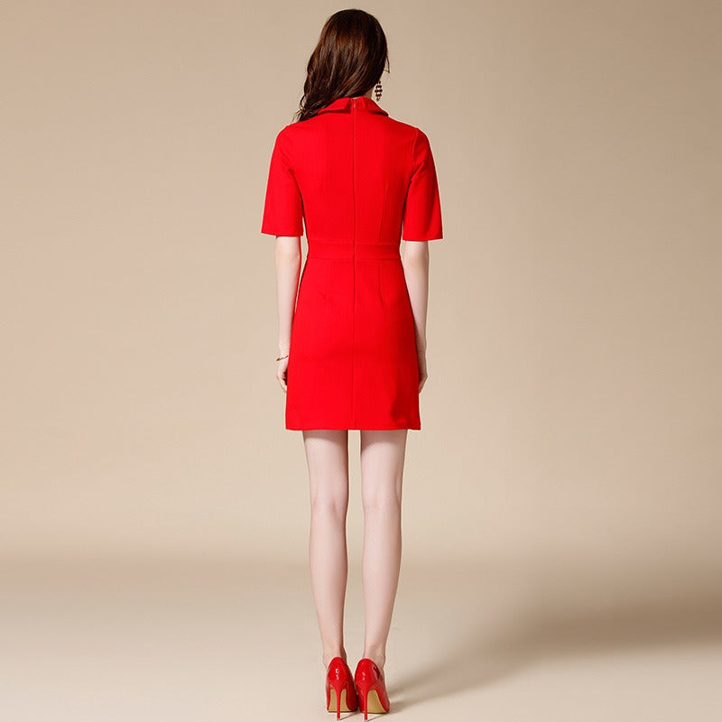 Robe courte minimaliste à encolure ronde pour femme - Amelia