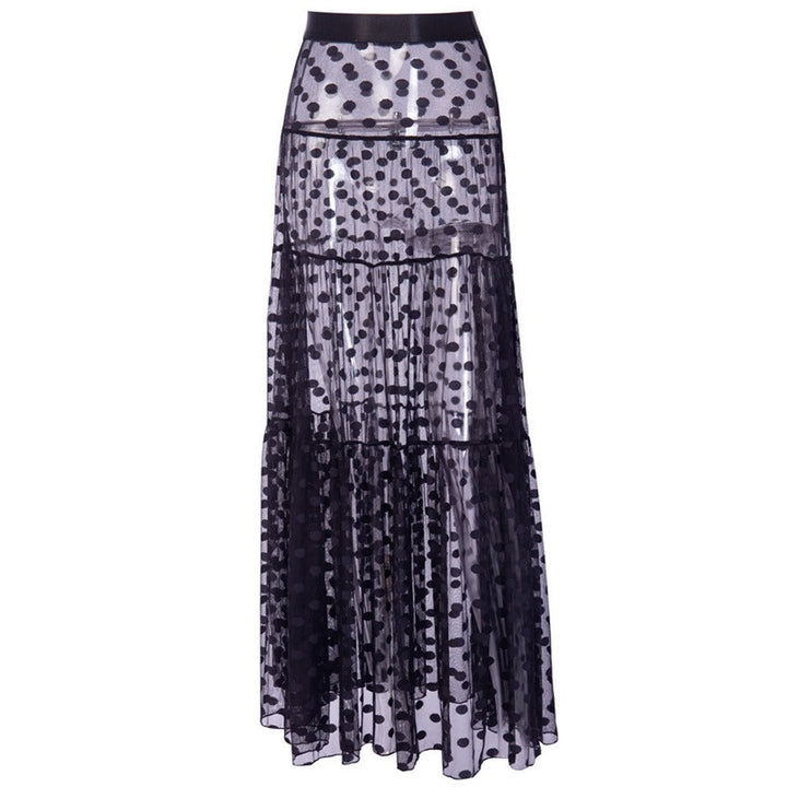 Jupe longue de femme en tulle transparent à pois fluides - Daphnée