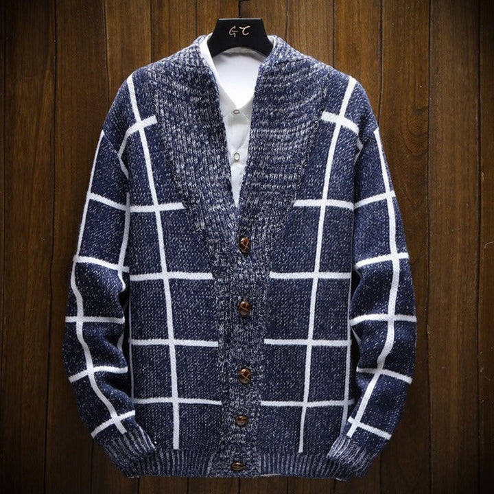 Gilet en maille écossaise avec revers - Adrien