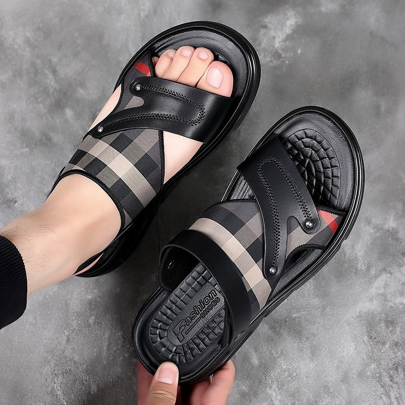 Sandales pour hommes en cuir synthétique avec design croisé - Milan