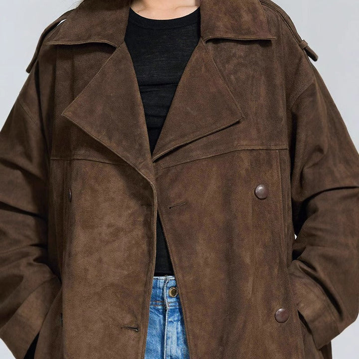 Manteau long en daim marron - Enna