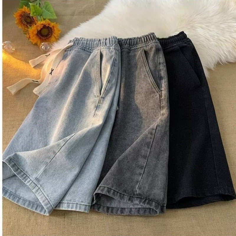 Short en jean avec taille élastiquée et cordon de serrage ajustable - Silas
