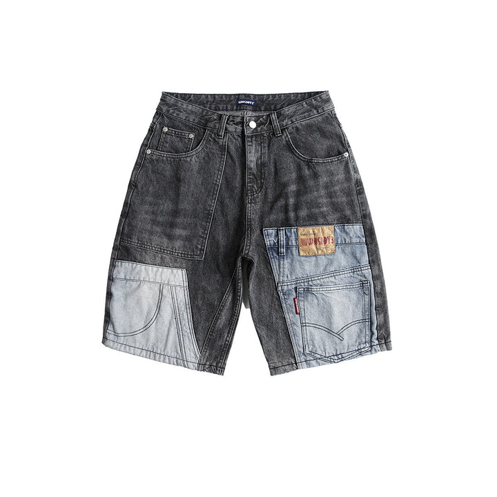 Bermuda en denim patchwork pour hommes - Urban Edge