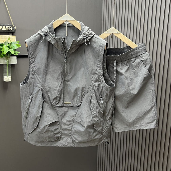 Ensemble de gilets sans manches pour hommes, style utilitaire léger, avec capuche - Pedro