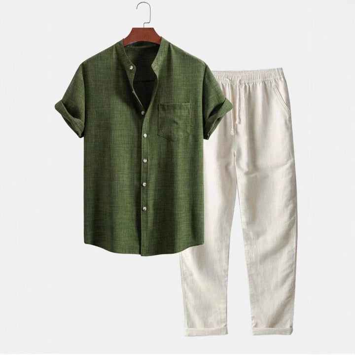 Ensemble chemise et pantalon droit en lin pour homme - Mauro