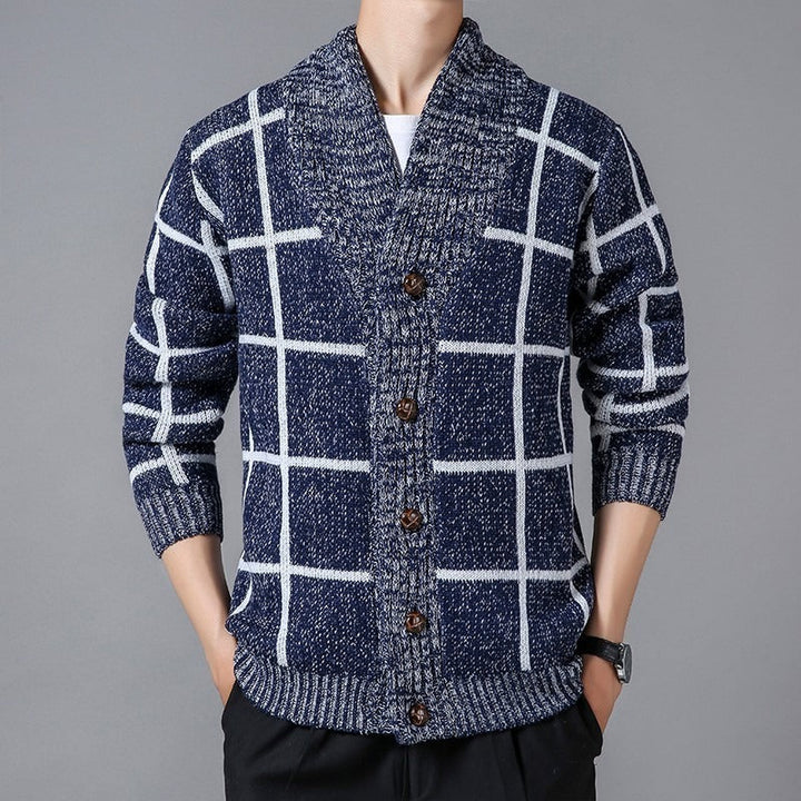 Gilet en maille écossaise avec revers - Adrien