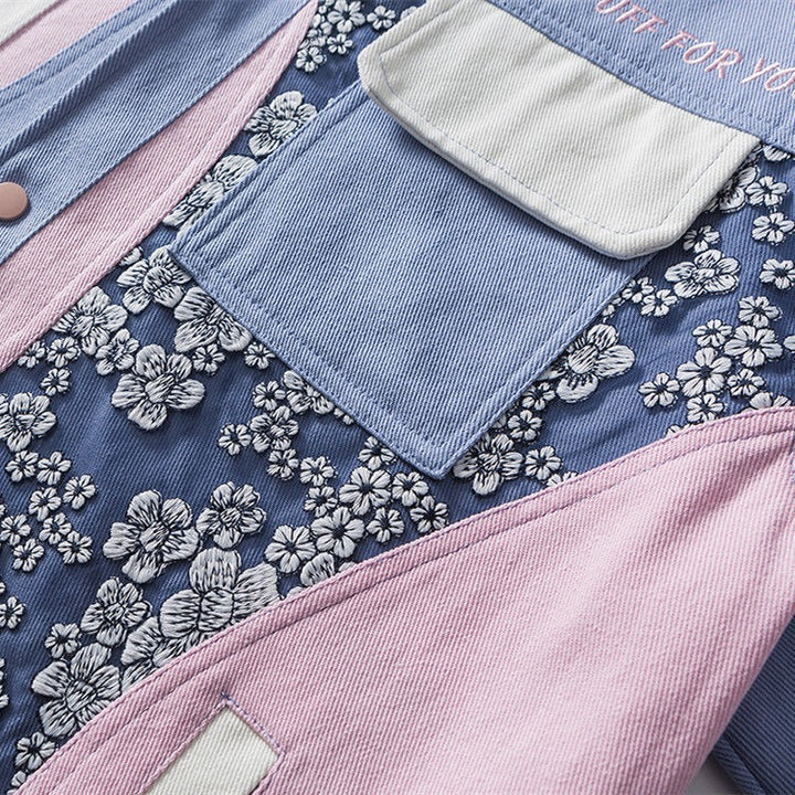 Veste en coton à imprimé floral patchwork pour hommes - Elric