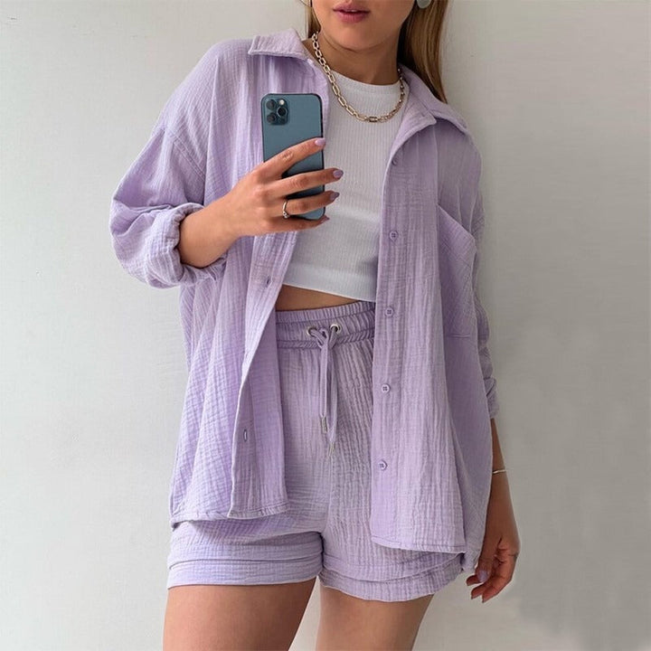 Ensemble trois pièces en coton froissé pour femme - Olga