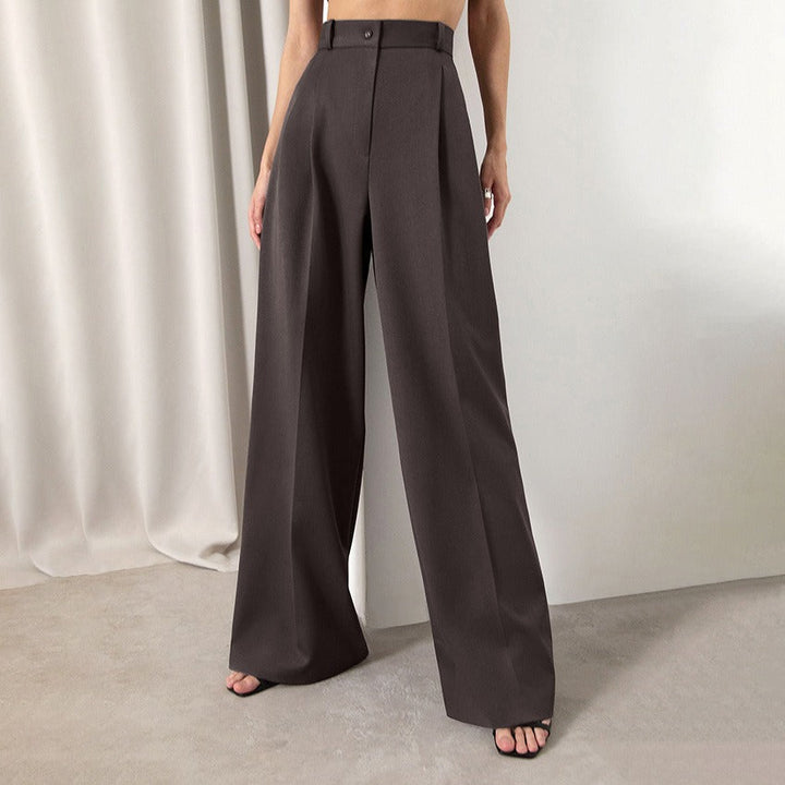 Pantalon de tailleur à taille haute et à jambe large pour femmes - Renata