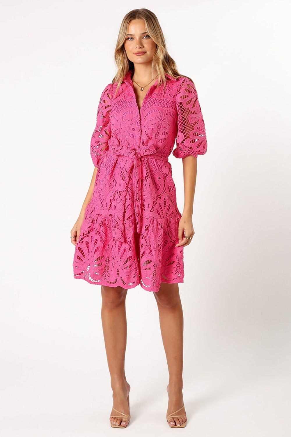 Robe femme dentelle florale manche ballon style romantique - Yanet