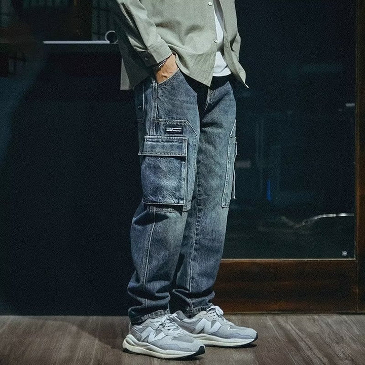 Pantalon cargo en denim pour homme avec poches latérales - Ricardo