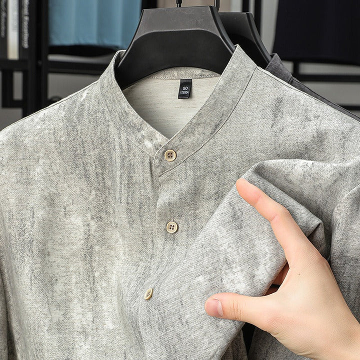Chemise homme en lin respirant, col mao - Agustin