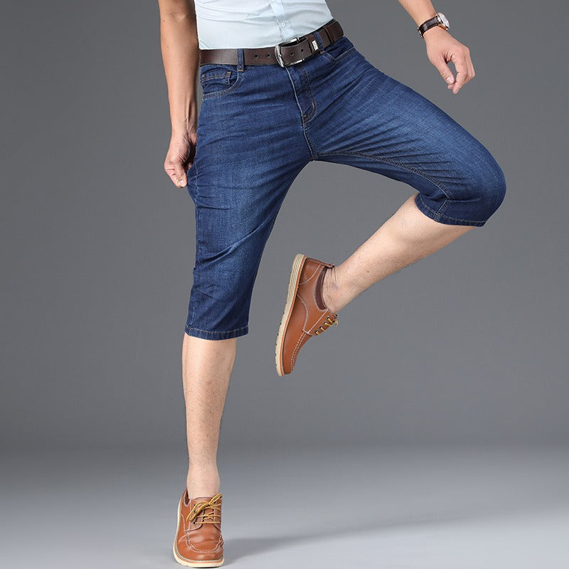 Bermuda homme en denim stretch coupe droite style décontracté - Raul