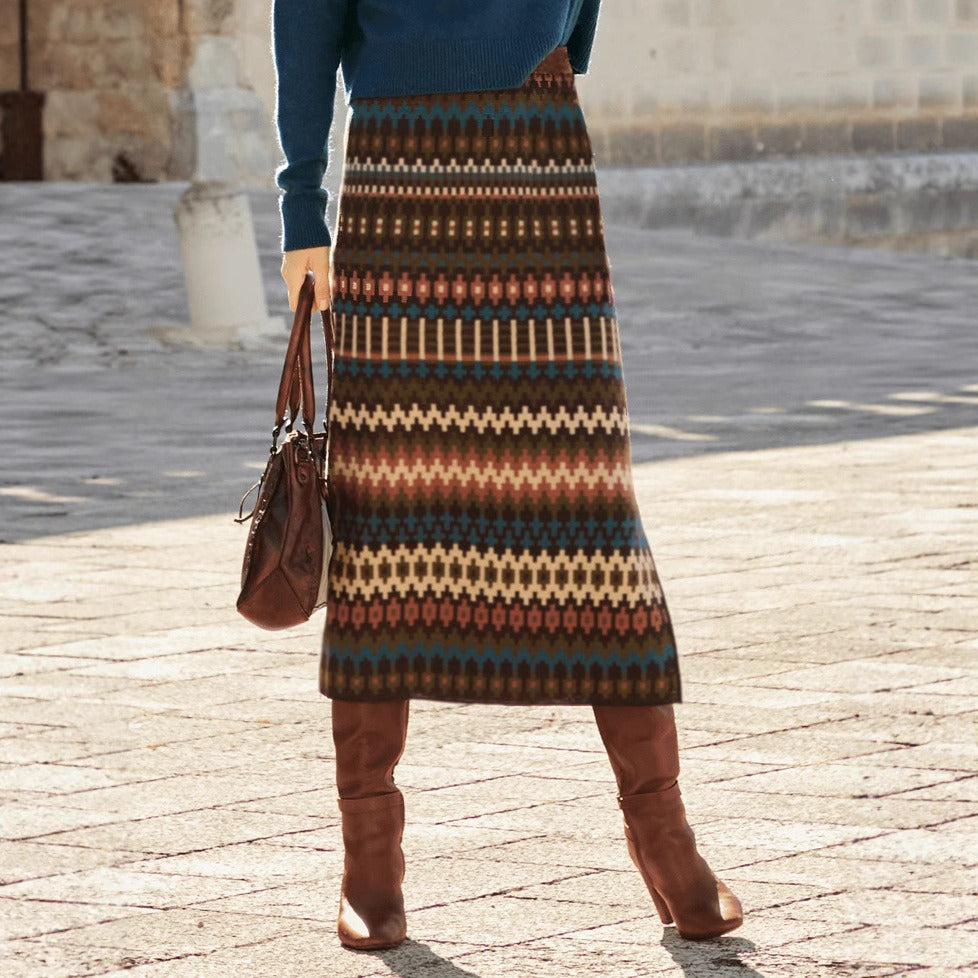 Jupe midi imprimée pour femme - Malvien