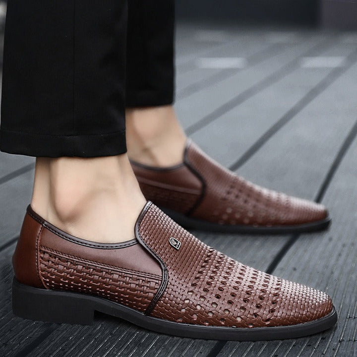 Chaussures habillées respirantes en cuir tressé pour hommes - Damian