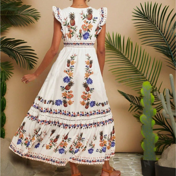 Robe longue brodée de style bohème pour femmes - Ameyal