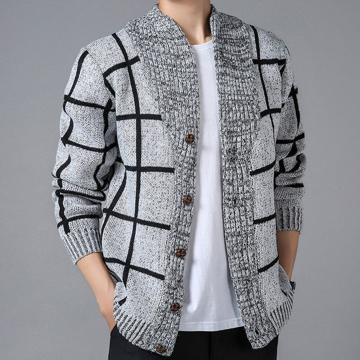 Gilet en maille écossaise avec revers - Adrien