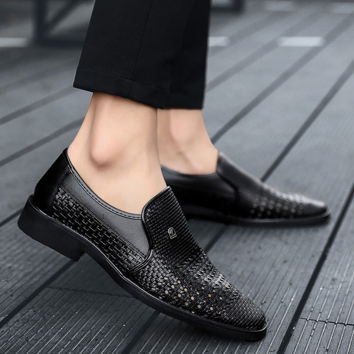 Chaussures habillées respirantes en cuir tressé pour hommes - Damian