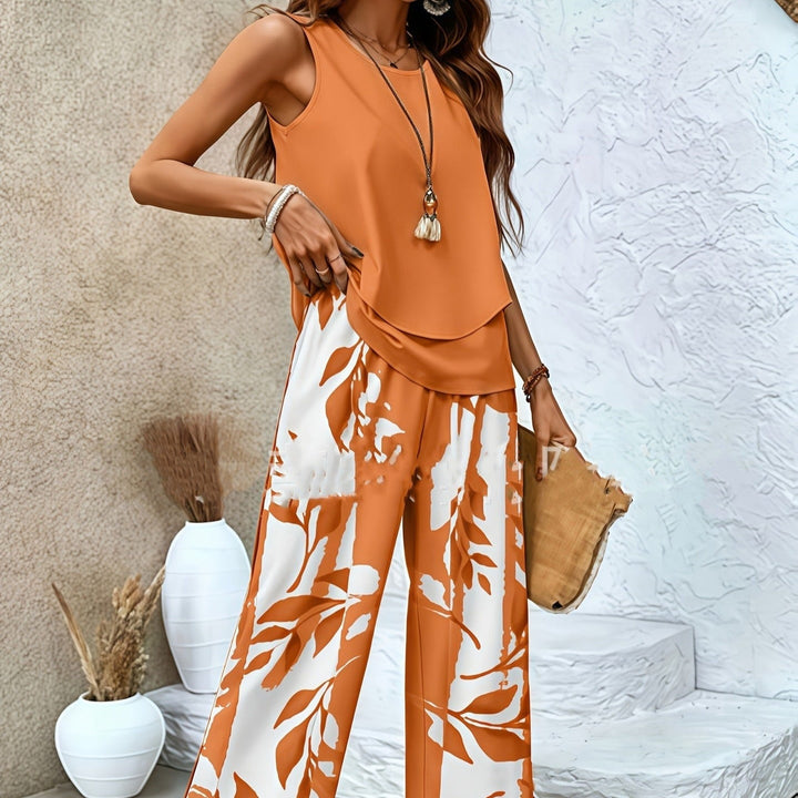 Ensemble sans manches à imprimé floral pour femmes - Mireya