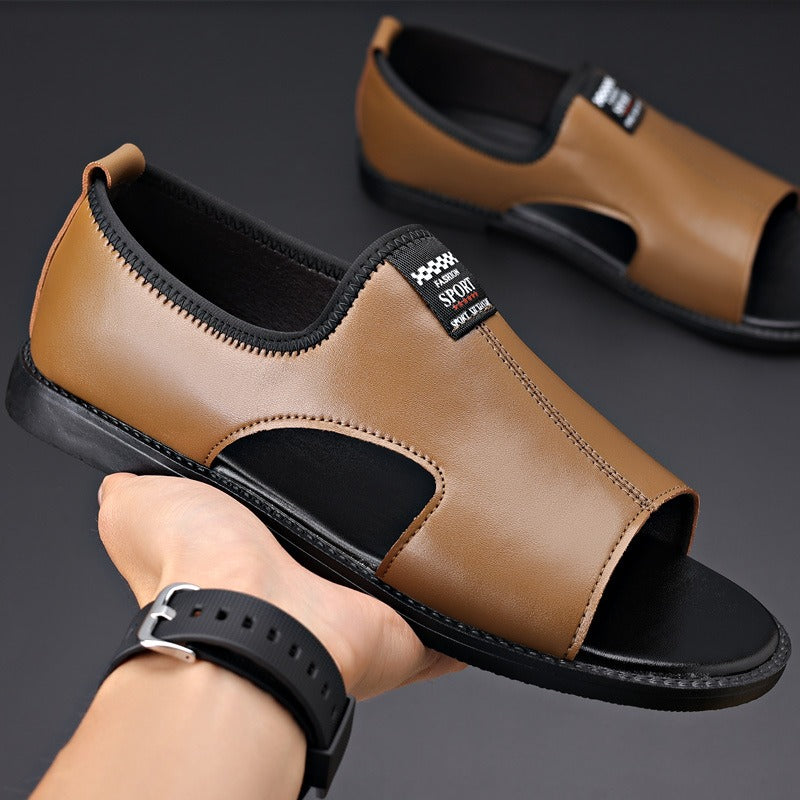 Sandales en cuir synthétique pour hommes, design fermé et respirant - Jacinto