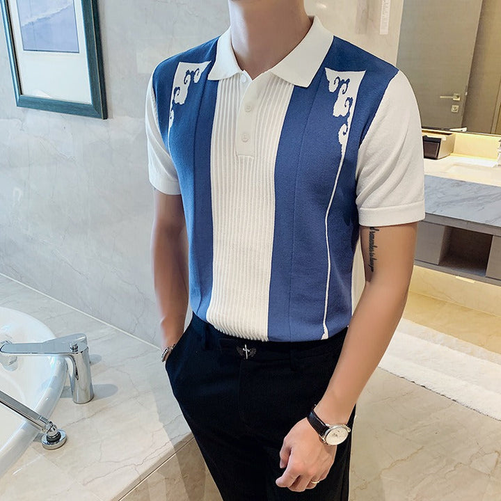Polo à manches courtes pour hommes avec broderie rétro - Nael