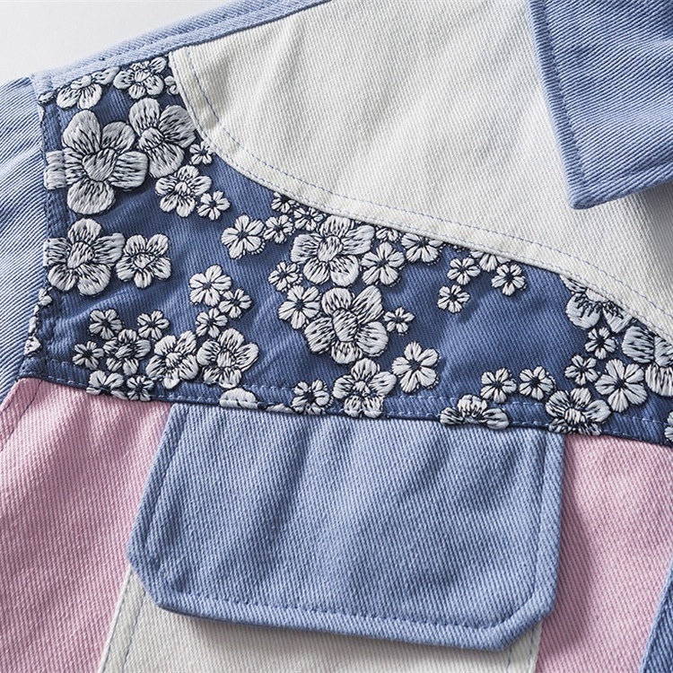 Veste en coton à imprimé floral patchwork pour hommes - Elric