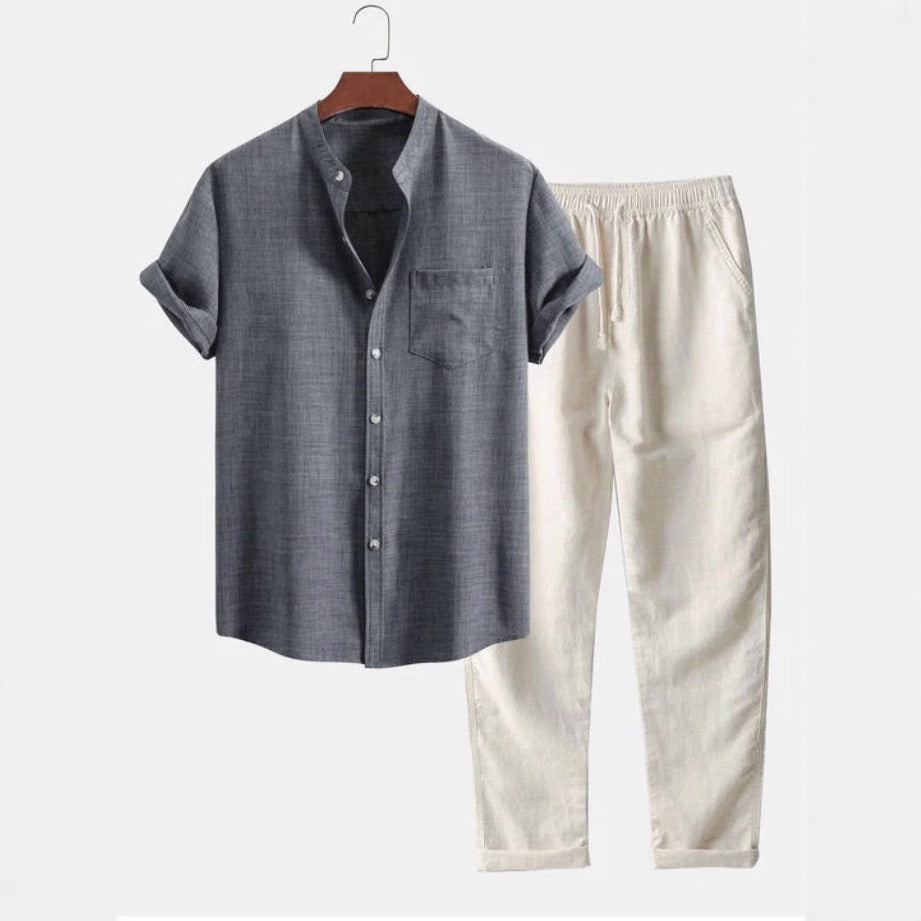 Ensemble chemise et pantalon droit en lin pour homme - Mauro
