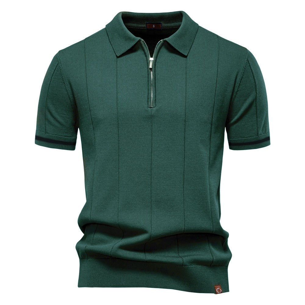 Polo classique à manches courtes en maille zippée pour hommes - Baptiste