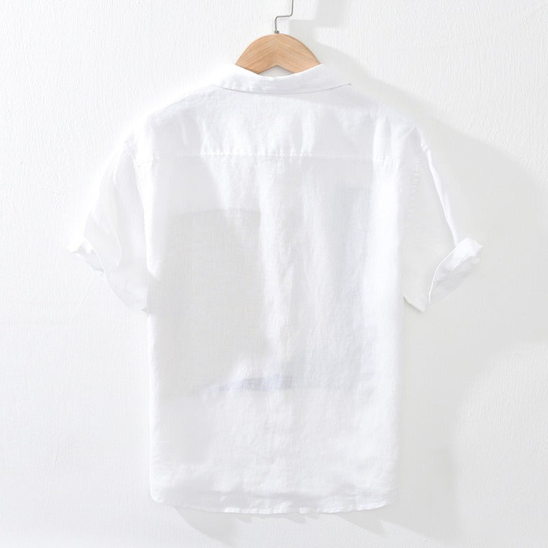 Chemise à manches courtes en lin à imprimé abstrait - Alain