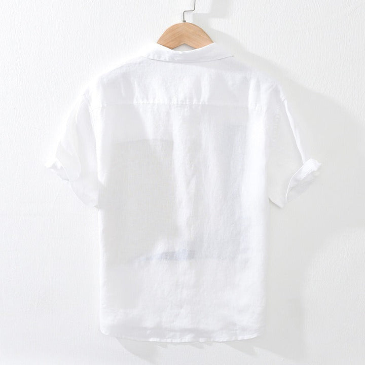 Chemise à manches courtes en lin à imprimé abstrait - Alain