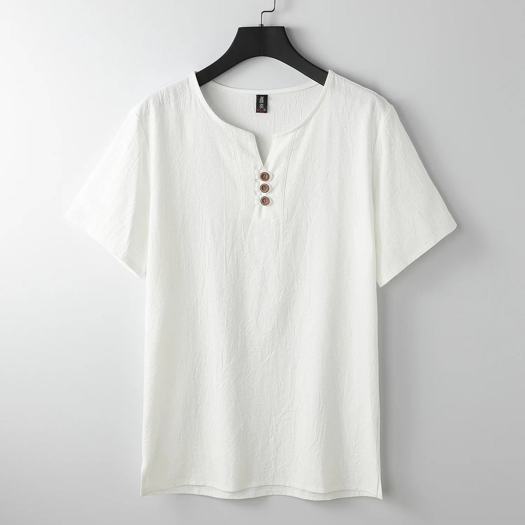 T-shirt boutonné à col henley en lin pour hommes - Carter's