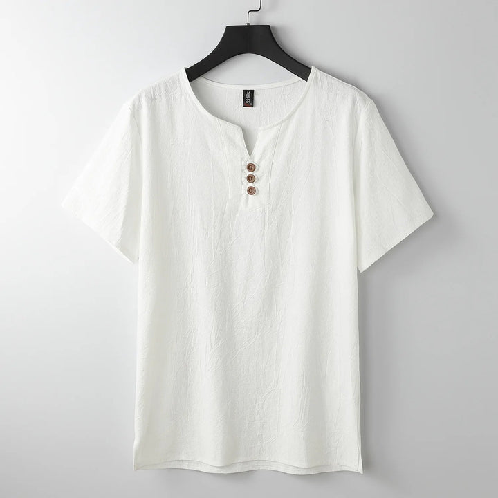 T-shirt boutonné à col henley en lin pour hommes - Carter's