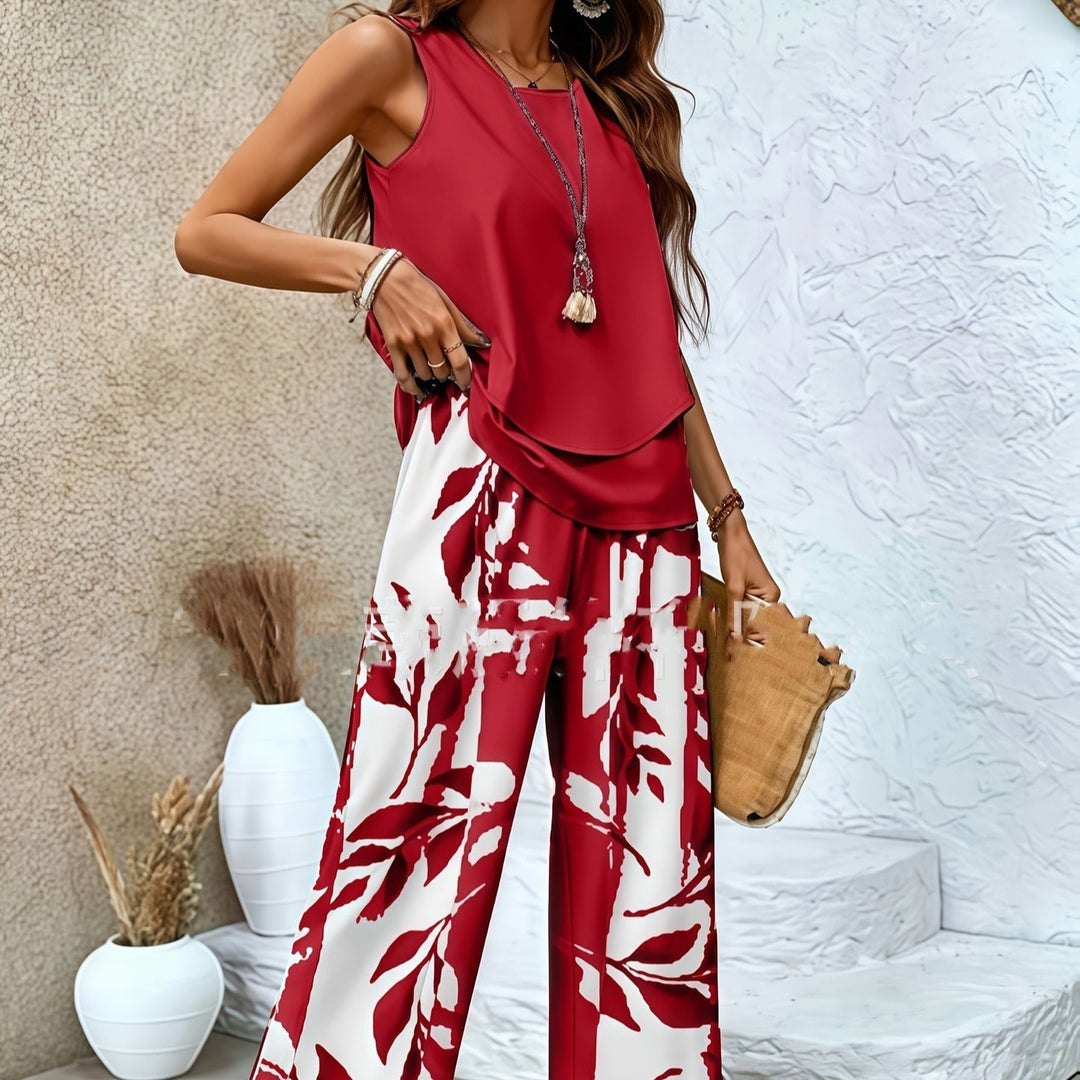 Ensemble sans manches à imprimé floral pour femmes - Mireya