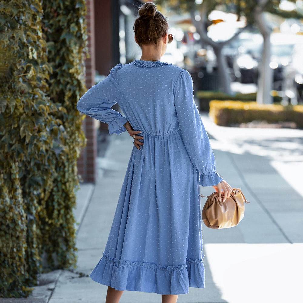 Robe midi pour femme avec texture plumeti romantique - Aitana
